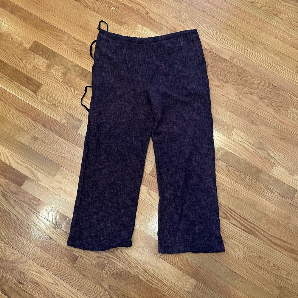 Cynthia Ashby Drawstring Cotton Black/Brown Pants. Size Medium